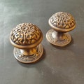 2x Antique Brass Door Knob, Round Door Knob, Round Door handle, Entry Door Handle, Door Handle Pull, Door Handle Set, Door Pull Vintage
