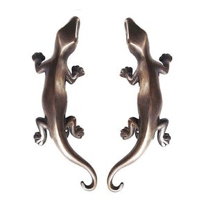 GECKO Door Handle Brass, Lizard Animal Door Handles, Wild Door Pull, Exterior Door Pull, Main Door Handle, Entry Door Handle