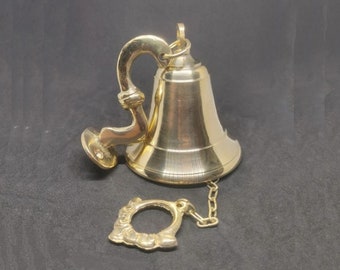 Crochet de suspension de cloche en laiton doré, mur de cloche en laiton, sonnette en laiton massif antique, cloche faite à la main, cloches suspendues, cloche en laiton, support de cloche en laiton
