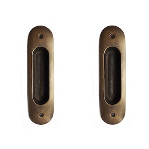 FLAT ROUND Sliding Door Handle , Brass Barn Door Handle, Recessed Door Handle, Sliding Door Hardware, Barn Door Pull, Barn Door Decor