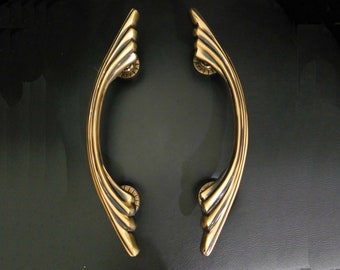 15" Main Entry Door Handle Pull Brass FAN, Antique Door Pull, Front Door Handle, Door Handle Pull, Door Handle Set, Elegant Door Handle