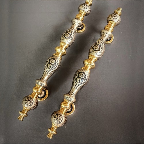 2x Entrance Door Handle Mangosteen shops Model, Brass Door Pulls Handles, Brass Door Pull, Antique Door Knob, Large Door Handle, Main Door Handle