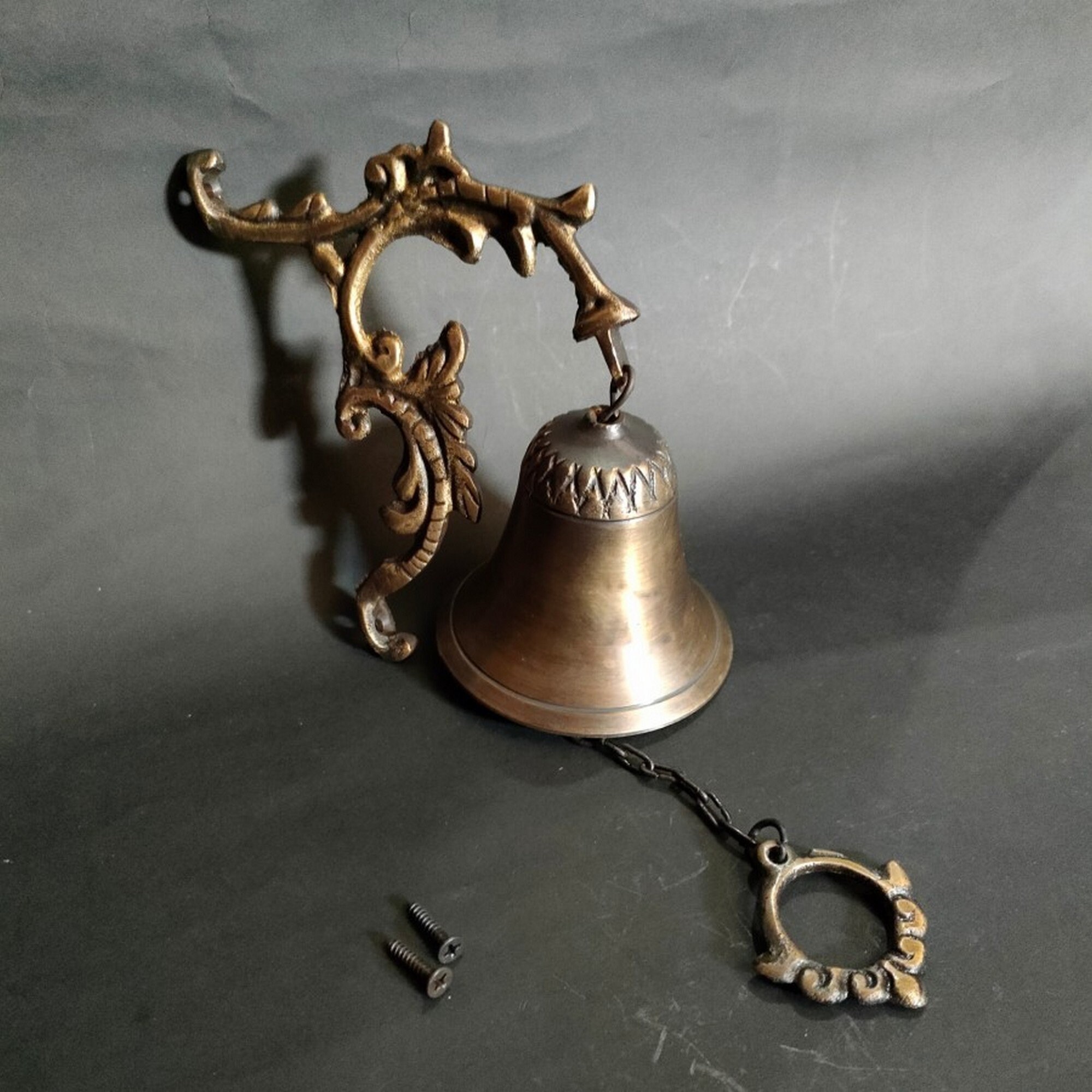 Brass Bell Wall Carving Stalk GOLD Brass Bell Hanger Antique Etsy