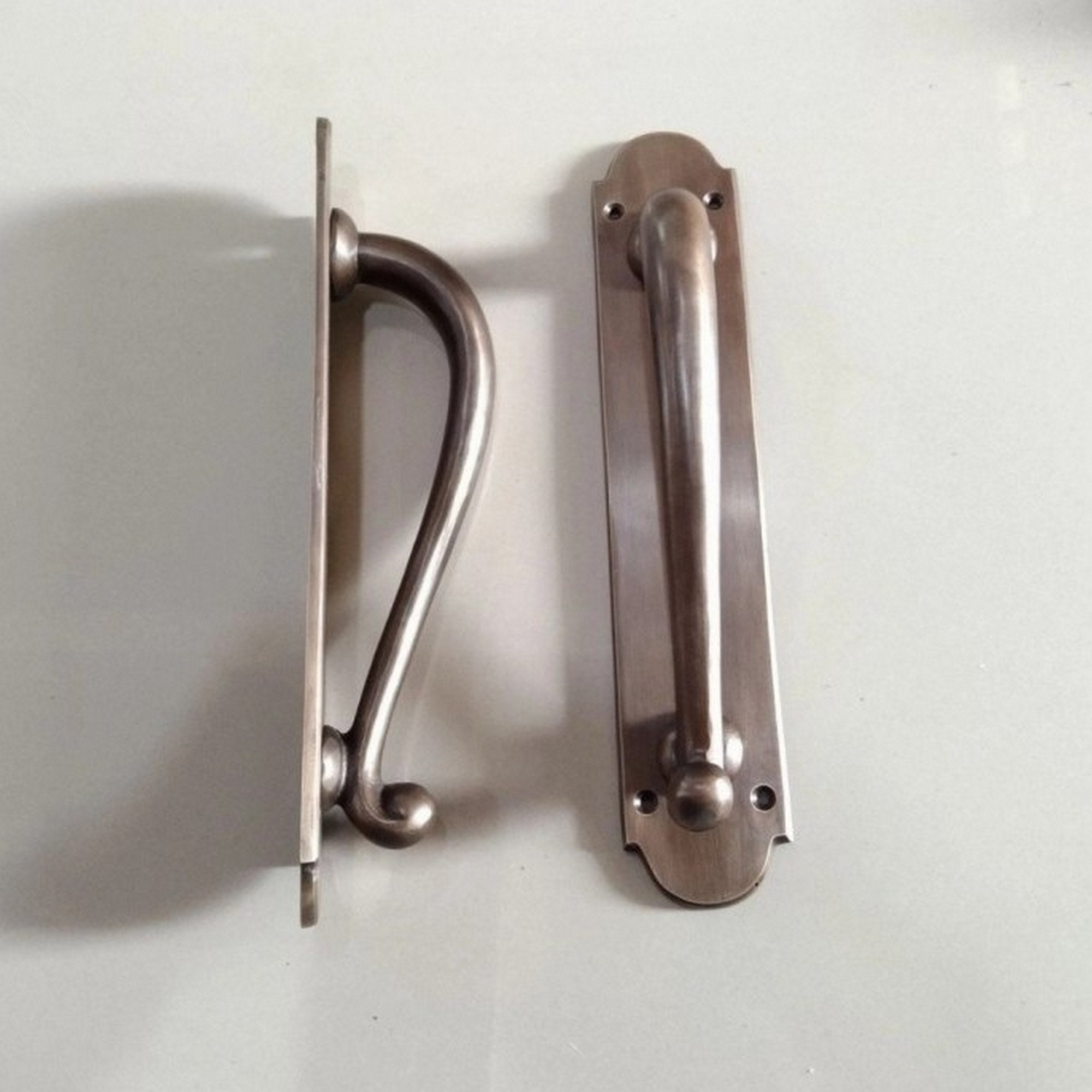 Pair Antique Brass Pull Handle Backplate Door Pulls Handles Etsy