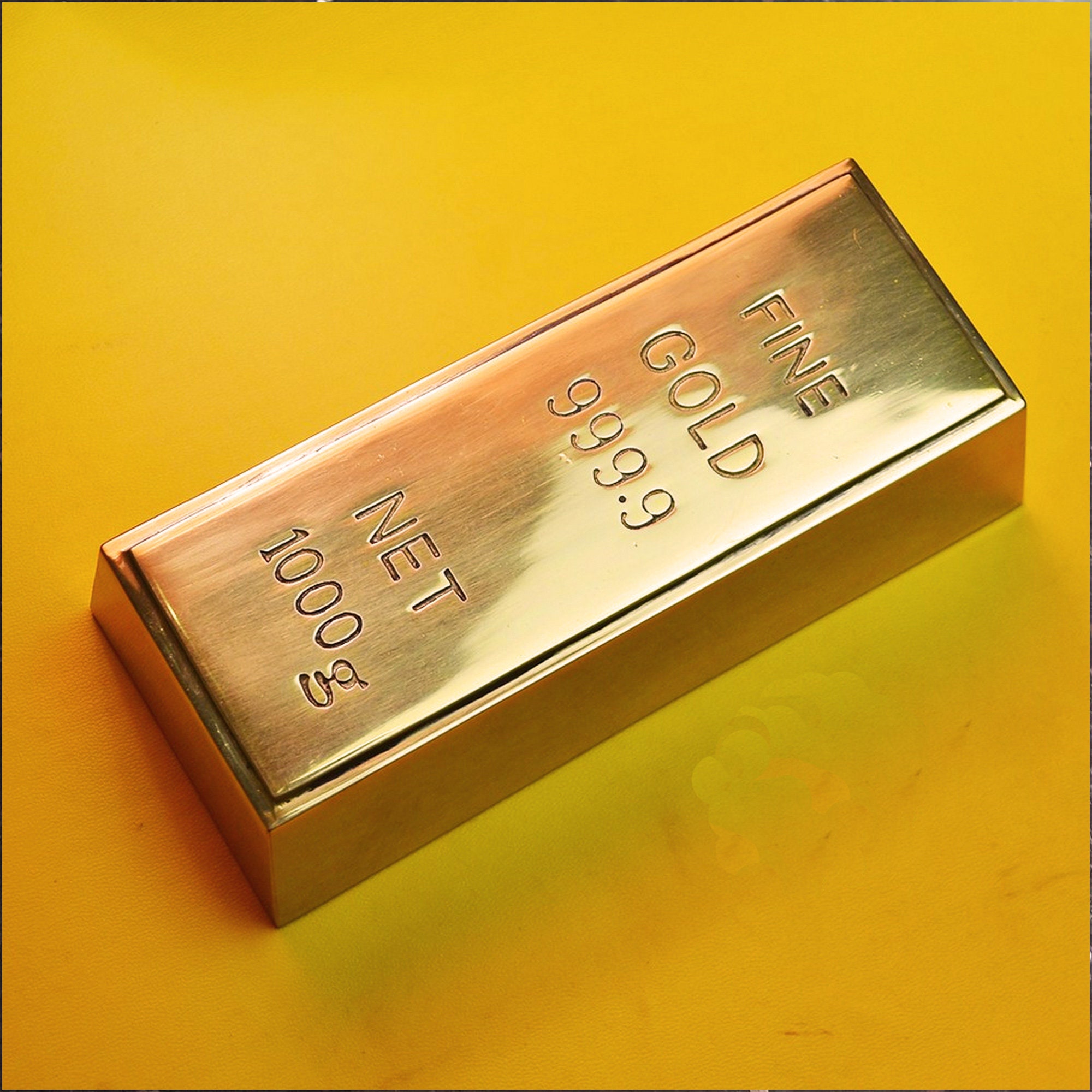 1kg 35oz Fake Gold Bar Bullion Door Stop Brass Prop, Replica Gold