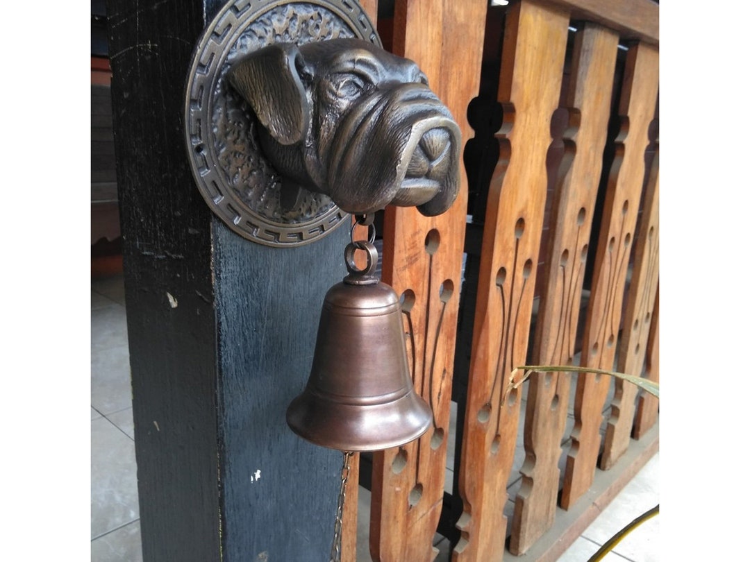DOG Brass Bell Wall, Solid Brass Doorbell, BULDOG Brass Bell Hanger, Handmade Bell, Bell