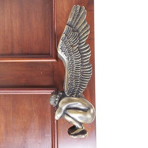11&quot; Angel wings Door Handle Brass, Front Door Handles, Antique Door Pull, Exterior Door Pull, Main Door Handle