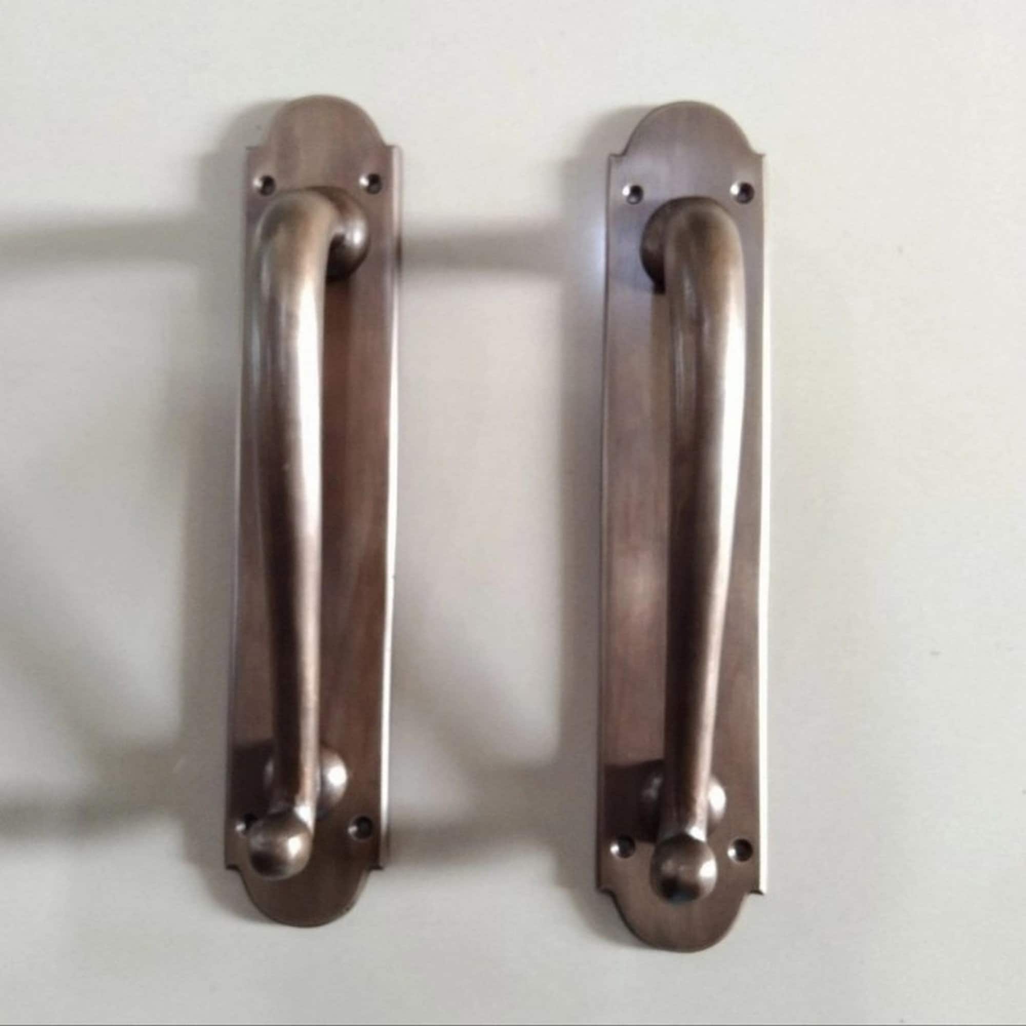Pair Antique Brass Pull Handle Backplate Door Pulls Handles Etsy