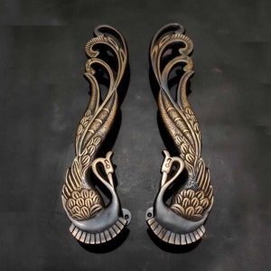 14" Peacock Brass Door Handle, Door Pulls Handles,  Brass Door Pull, Antique Door Knob, Shower Door Handle, Main Door Handle,Entry Door Tool