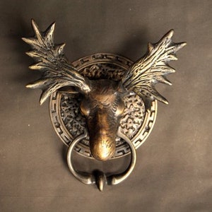 ELCH DEER Türklopfer, Antiker ELCH Deer Gesicht Türklopfer, Elch Hirschkopf Haustürklopfer, Großer Schwerer Elch Hirsch Türklopfer