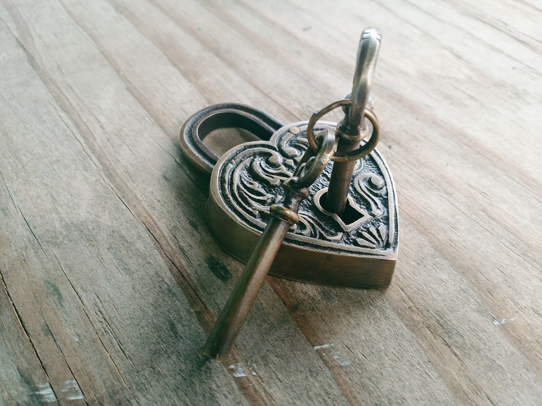 ハート南京錠、ラブ南京錠、アンティーク南京錠、真鍮南京錠セット