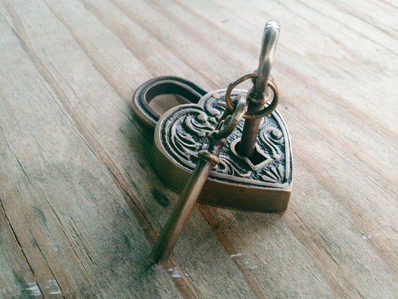 ハート南京錠、ラブ南京錠、アンティーク南京錠、真鍮南京錠セット