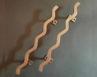 Unique Brass Door Handles Curve Model 12", Large Entry Door Knob, Brass Door Pull, Antique Door Handle