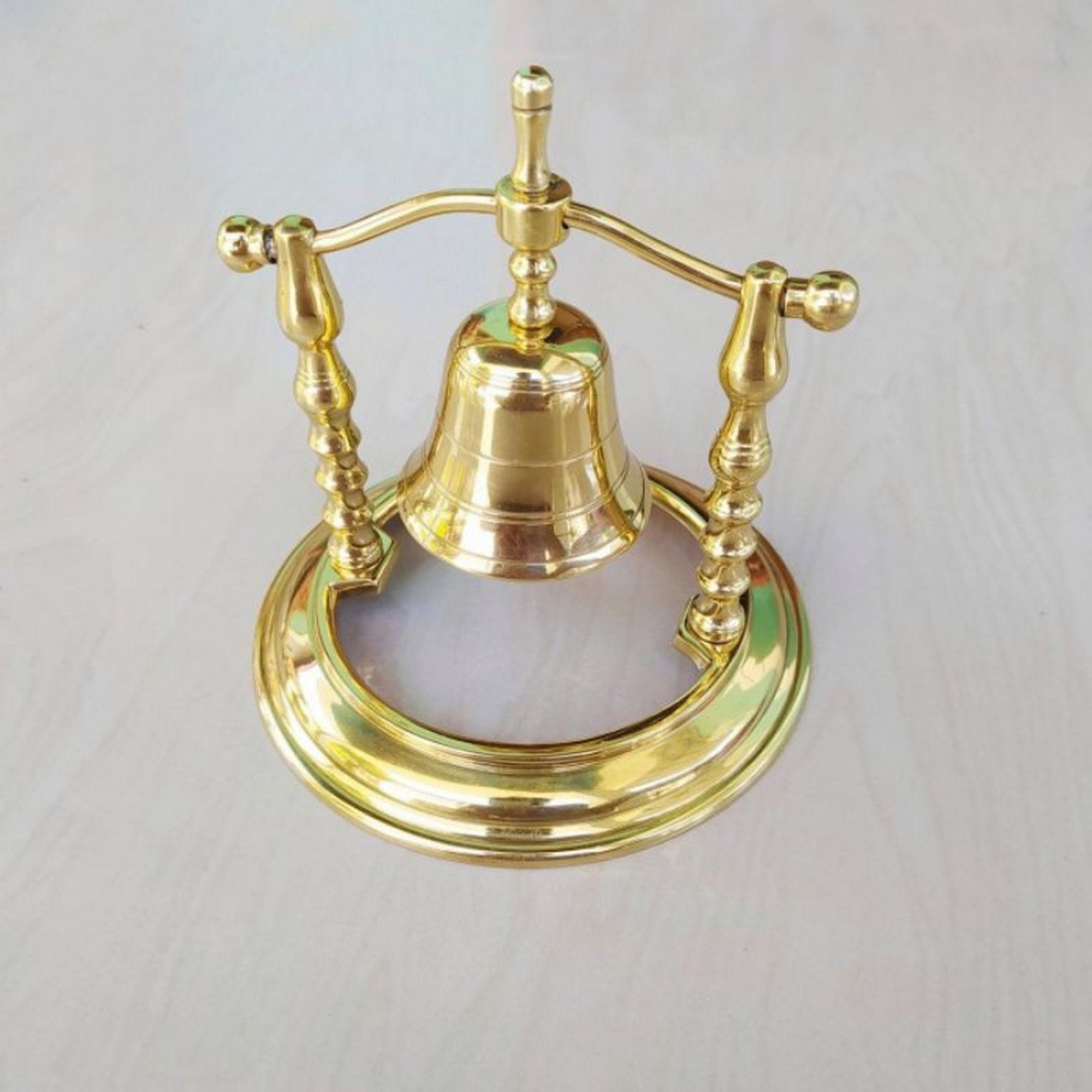 Gold Brass Bell Stand, Antique Brass Bell Table, Small Bell Display ...