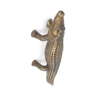 10&quot; CROCODILE Door Handle Brass, Alligator Animal Door Handles, Wild Door Pull, Exterior Door Pull, Main Door Handle, Entry Door Handle
