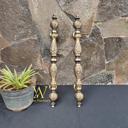 2x Entrance Door Handle Mangosteen shops Model, Brass Door Pulls Handles, Brass Door Pull, Antique Door Knob, Large Door Handle, Main Door Handle