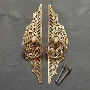 12&quot; Elegant Brass Door Handle Ring Pull, Brass Door Pull, Antique Door Knob, Large Door Handle, Main Door Handle,Entry Door Handle