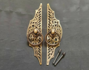 12" Elegant Brass Door Handle Ring Pull, Brass Door Pull, Antique Door Knob, Large Door Handle, Main Door Handle,Entry Door Handle