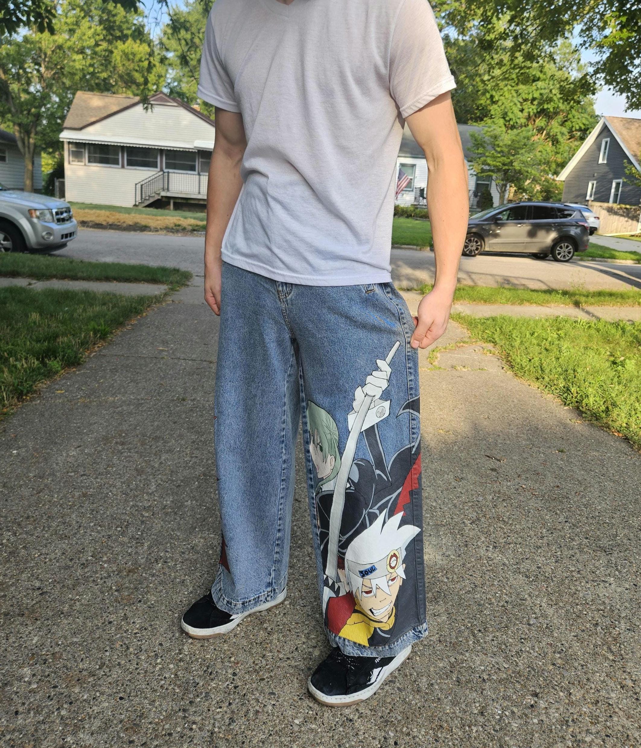 【一点物】NANA リメイクデニム ジーンズ グランジパンク ギャル平成 アニメ Painted jeans anime - Etsy 日本