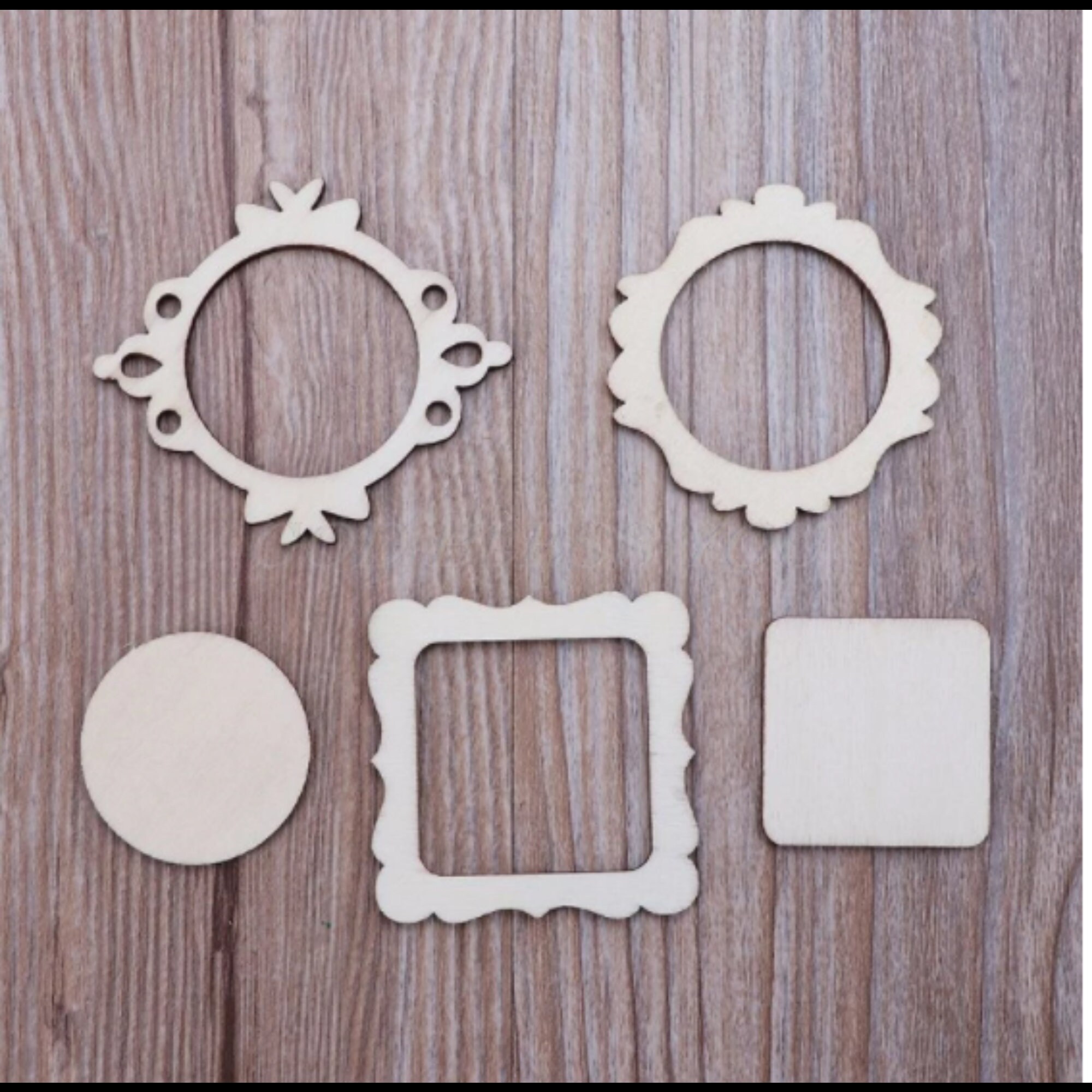 10pcs Laser Cut Wood Photo Frame Embellishment Wooden Shape Etsy