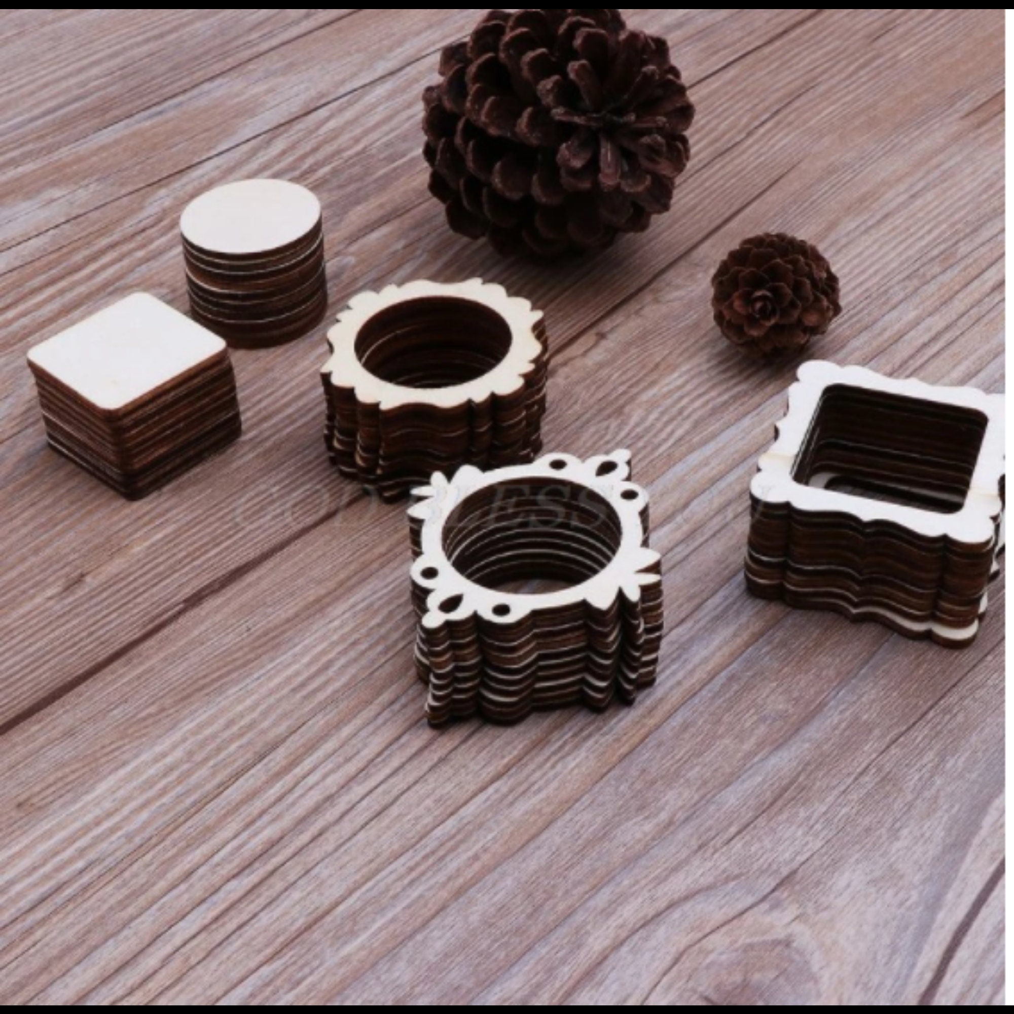 10pcs Laser Cut Wood Photo Frame Embellishment Wooden Shape Etsy