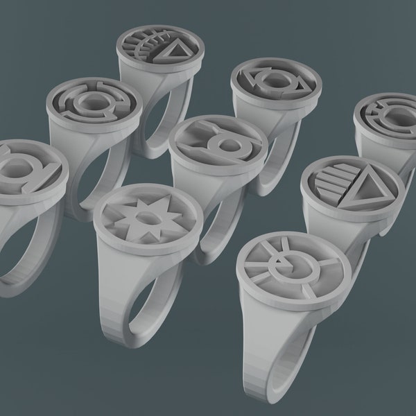 9 Lantern Corp ring collection 3D Print files