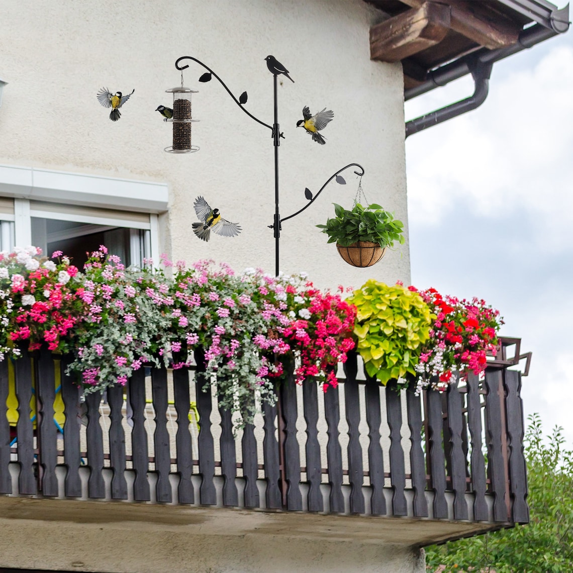 Deck Bird Feeder Hanger for Railing, Deck Hanger, Bird Feeder Pole, Hanger for Bird Feeders