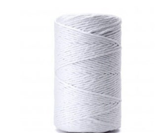 CORDE torsadée en Macramé BLANC 3mm, 100m = 109 yards, Corde en Macramé en Coton, 100% Coton Recyclé, Corde, Bricolage, Corde torsadée simple 1PLY, Macramé