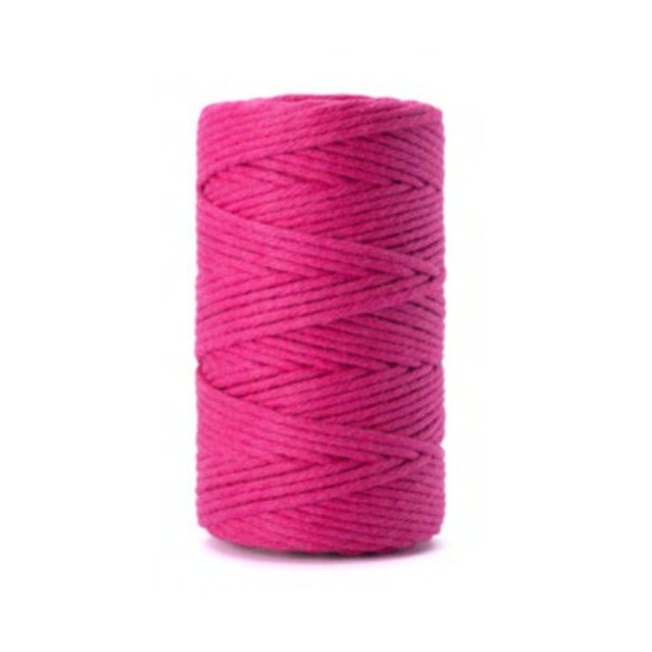 FUCHSIA 3mm Macrame Twisted Cord, 200m = 218 yard, Macrame Katoenen Touw, 100% Gerecycled Katoen, Touw, Diy, 1PLY enkel gedraaid touw, Macrame