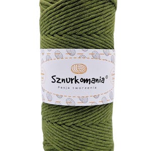 Khaki Makramee Schnur: Gedrehtes Baumwollgarn 3 mm, 100 m