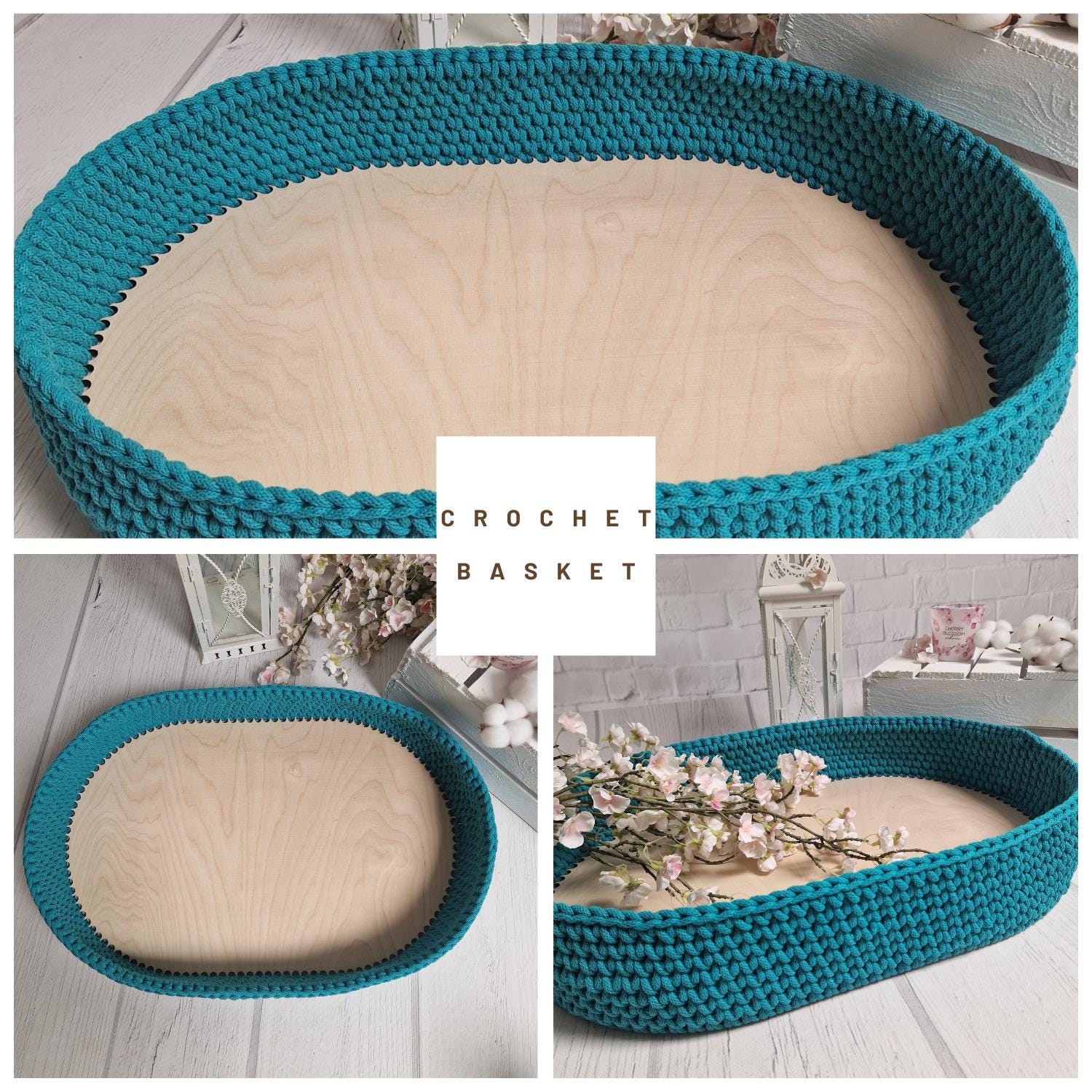 PATIKIL Lot De 4 Paniers Ovales Vierges En Bois Pour Crochet, Tricot