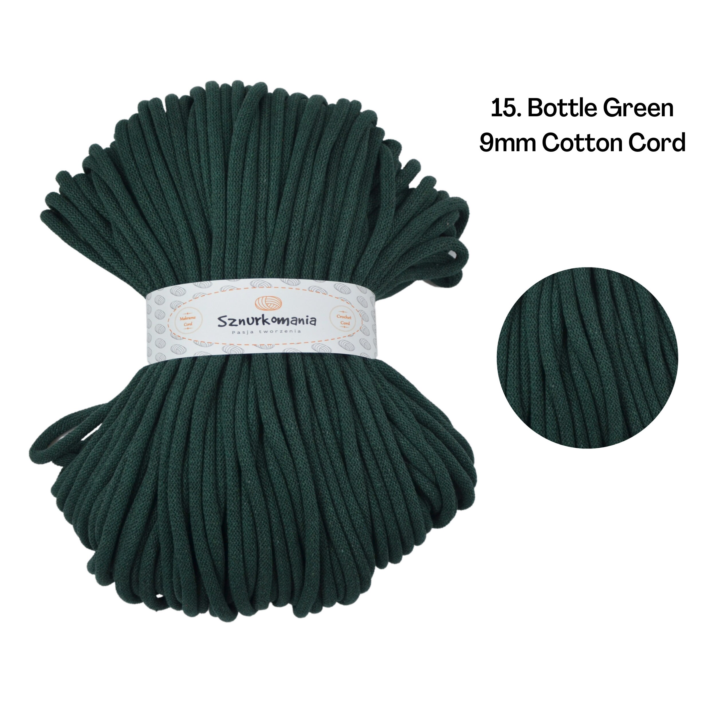 Braided Cotton Cord 5mm 100m, 46 Colors, Crochet Cord, Macrame Cord,  Macrame Yarn, Premium Yarn, Macrame Rope, Sznurkomania (Light Green)