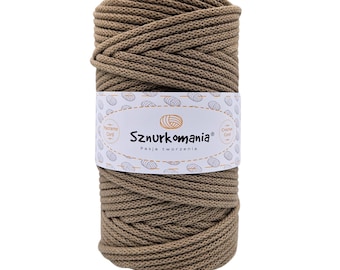 Mocha Braided Cotton Cord: 5mm Macrame Rope, 100m Recycled Yarn