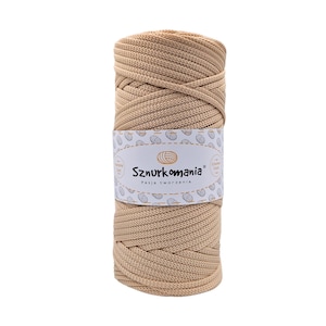 Light beige, Polyester cord 5mm 100m polyester yarn for crochet bag, crochet cord,polyester bag yarn, crochet bag, macrame rope Sznurkomania