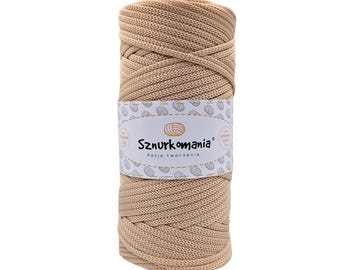 Light Beige Polyester Cord: 5mm, 100m Crochet Bag Yarn