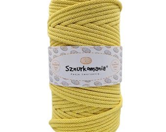Lemon 5mm Braided Cotton Cord: Macrame, Crochet, Knitting - 100m