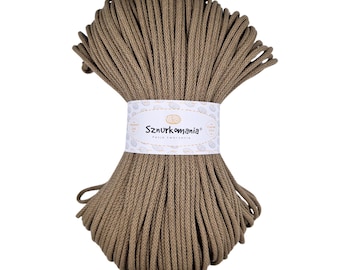 Mocha 5mm Braided Cotton Cord: 100m Macrame Rope
