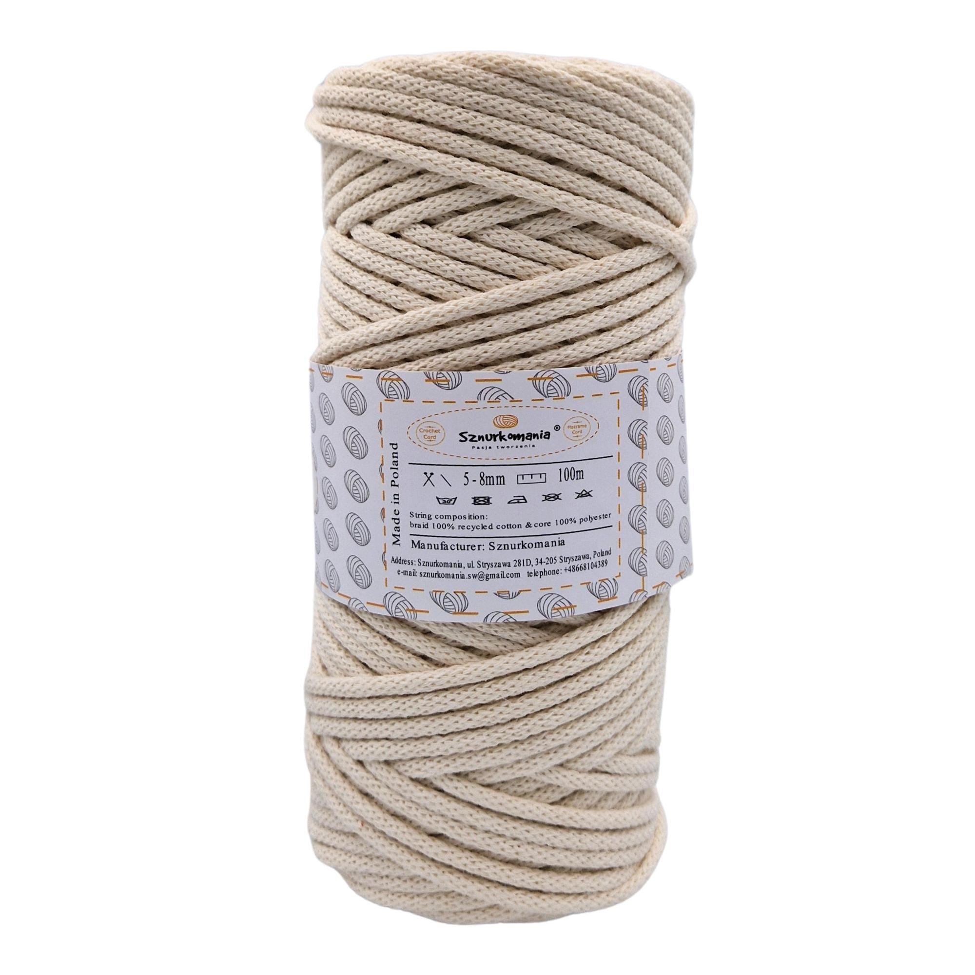 Sznurkomania, Cordon En Coton 5 Mm 100 M, 46 Couleurs, Blanc