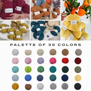 May include: A palette of 30 colors of cotton rope, arranged in a grid. The colors include beige, pink, lavender, red, burgundy, teal, green, blue, gray, and black.