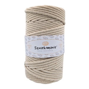 May include: A beige roll of macrame cord, labelled "Sznurkomania Pasja tworzenia" with a small image of a ball of yarn.