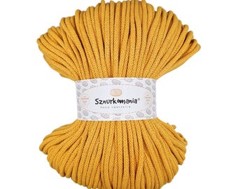 Yellow 5mm Braided Cotton Cord: 100m Macrame Rope