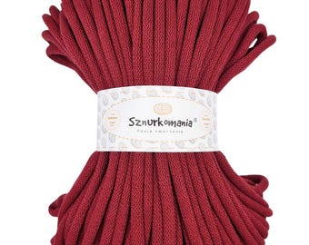 Claret Braided Cotton Cord 9mm: Macrame Crochet Bag String (54 Yards)