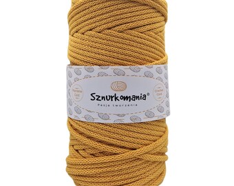 Yellow Braided Cotton Cord: 5mm Macrame Rope, 100m