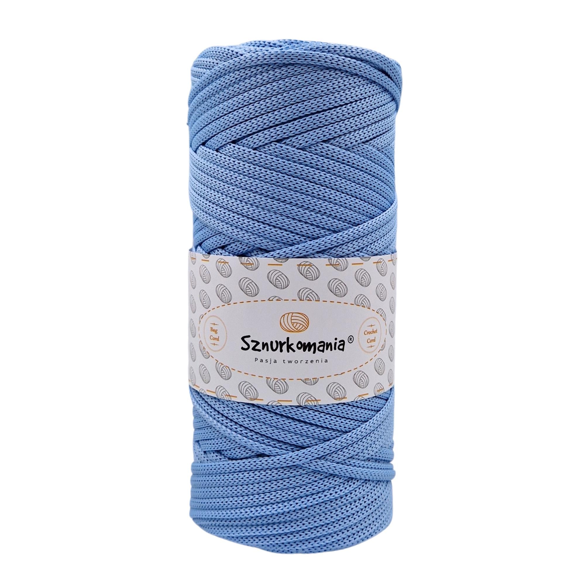 Cordon polyester plat. 5 mm bleu marine. 100 m. Créations crochet