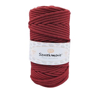 Claret Braided Cotton Cord: 5mm Macrame Rope, 100m