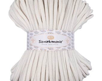 White Braided Cotton Cord 9mm: 100m Macrame Rope