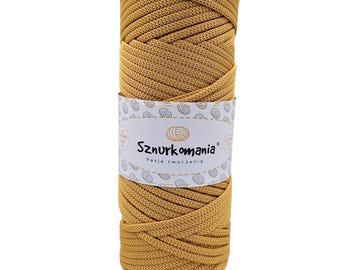 Mosterdpolyesterkoord: 5 mm gehaakt tassengaren, macramétouw