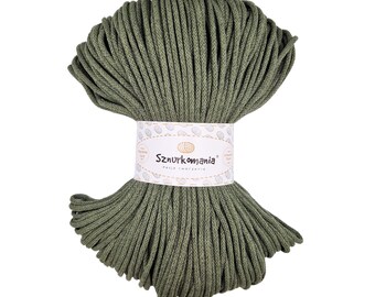 Khaki Geflochtene Baumwollkordel: 3 mm Makramee Seil, 100 m recyceltes Garn