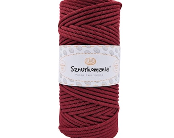 Claret flätad bomullsnöre: 3 mm makramérep, 100 m återvunnet garn