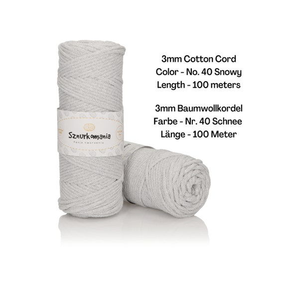 Premium 3mm 100m Braided Cotton Cord, 108 Yards, Braided Twine